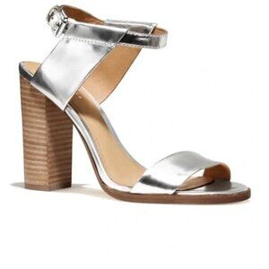 Coach Lexey Mirror Metallic Sandal in Silver Size 8